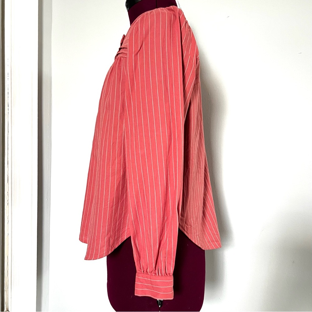 LOFT 100% Cotton Striped Shirttail Blouse, XXSP - Picture 5 of 11